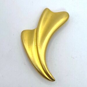 Vintage‎ Gold Tone Abstract Leaf Brooch Minimalist Modern Organic Shape Pin